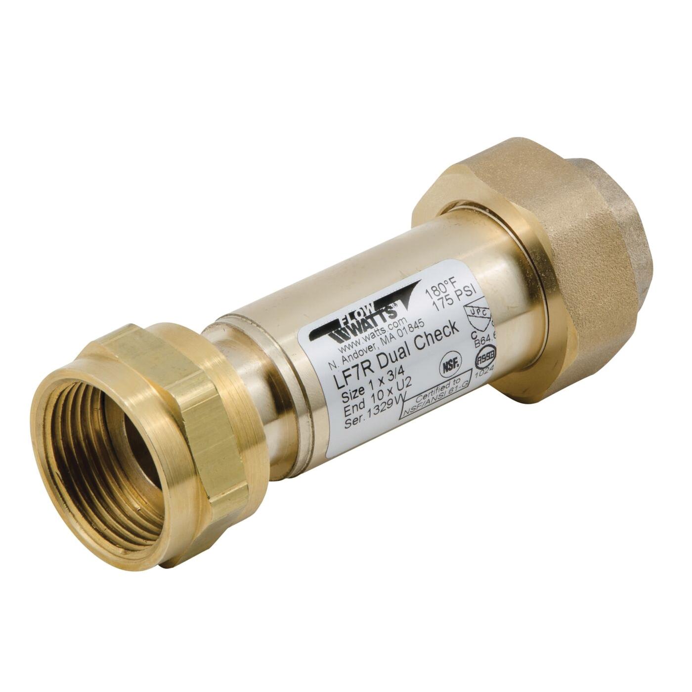 WATTS® LF7R10-U2 Lead Free Copper Silicon Alloy Dual Check Valve, 1 inch