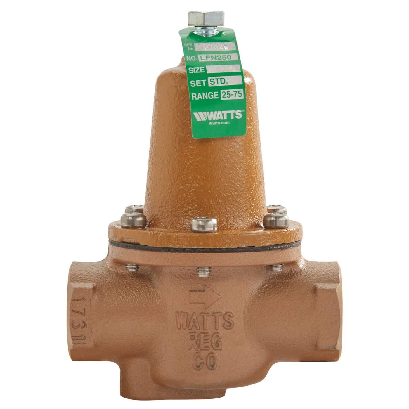 Watts&reg; LFN250 Iron Pressure Reducing Valve, 3/4 inch x 3/4 inch, FNPT x FNPT