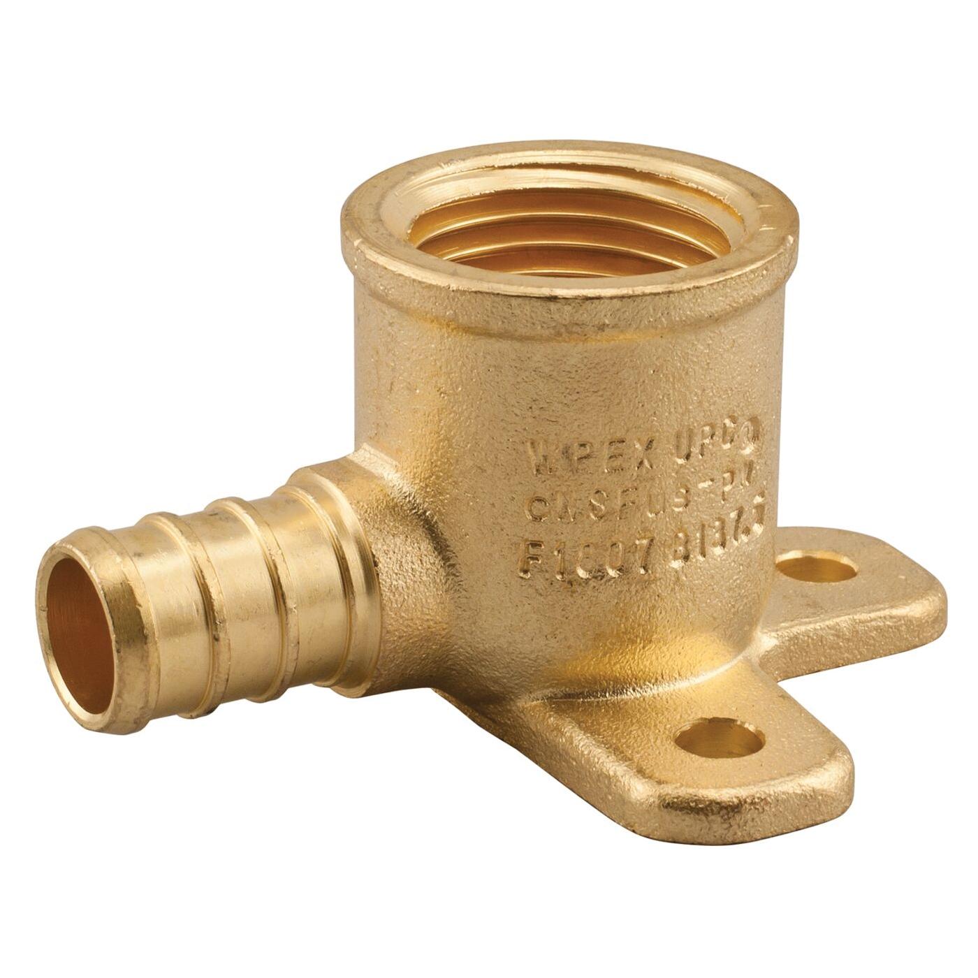 WaterPEX WP23B-08 90 Deg Lead-Free Brass Drop Ear Elbow, 1/2 inch x 1/2 inch, Crimp Fitting x Female Pipe Thread