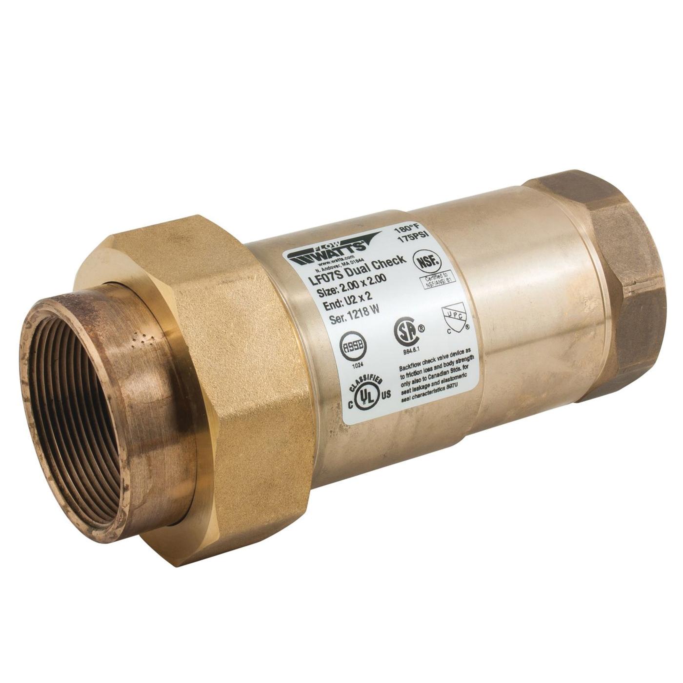 WATTS® LF07S Series 2 inch FNPT x FNPT Lead-Free Bronze Dual Check Backflow Preventer