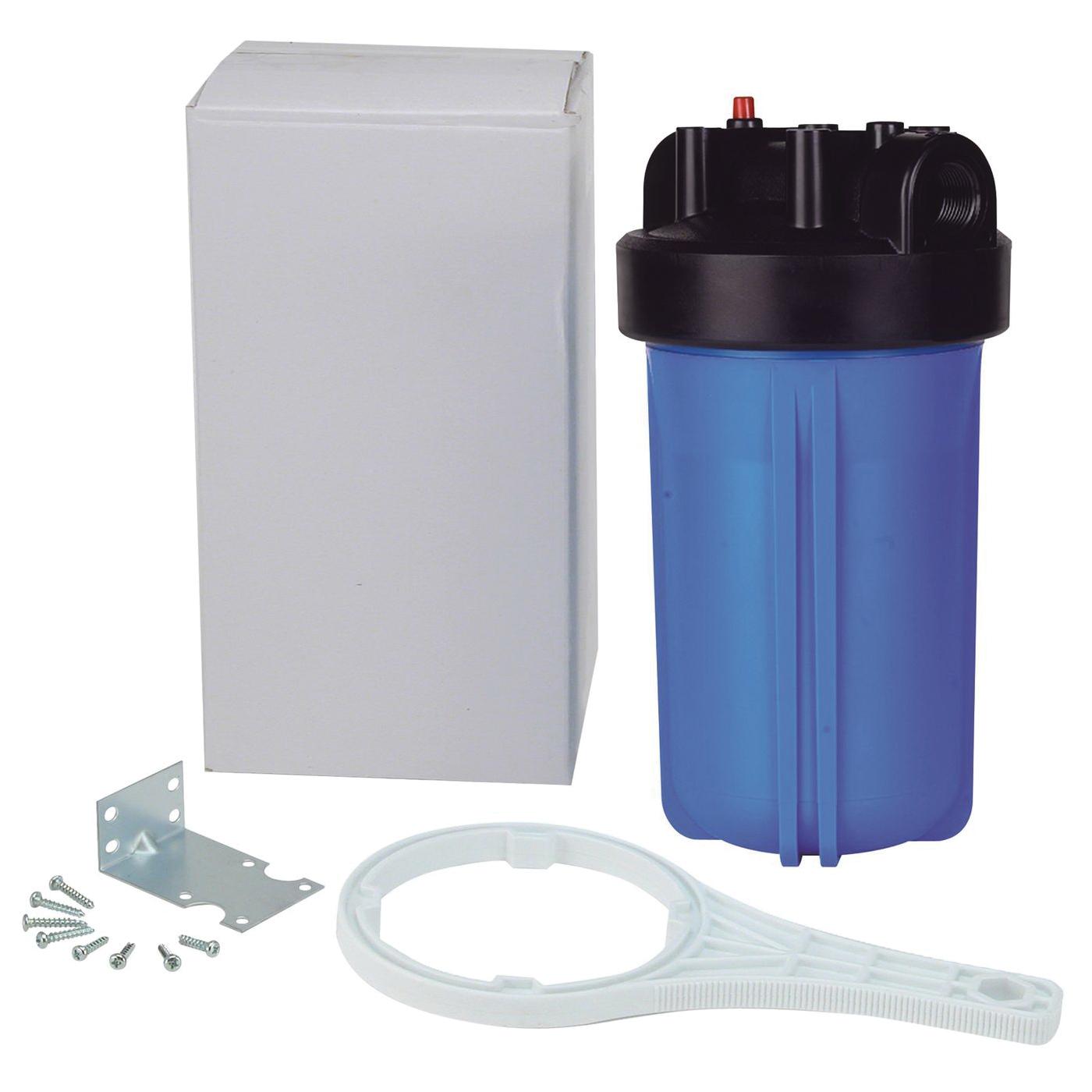 WATTS® PWHIB Series 1 inch Female Threaded 10 inch Polypropylene Full Flow Filter Housing, Blue/Black Lid