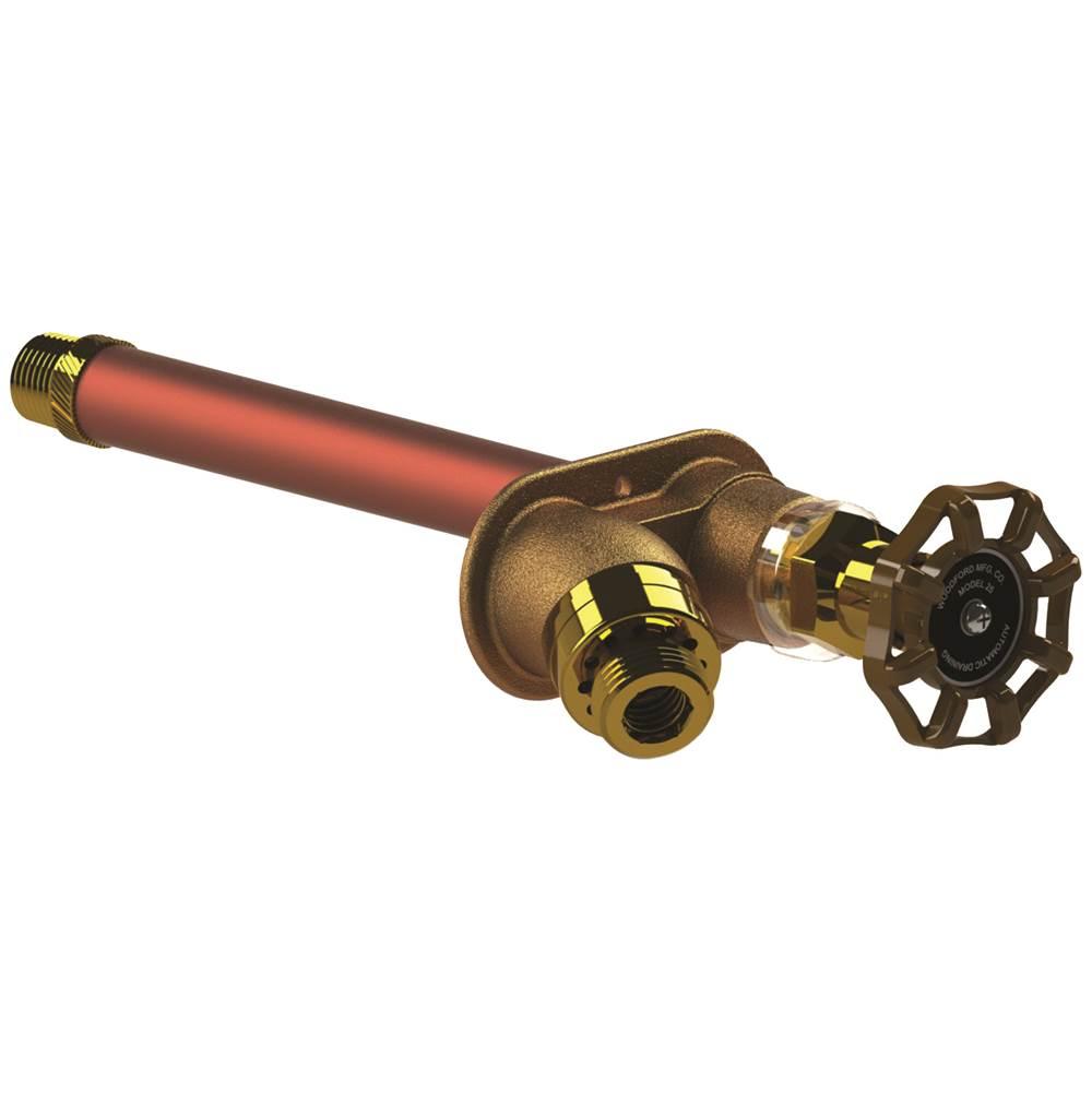WOODFORD® 25PU Solid Brass Half-Turn Freezeless Wall Hydrant, 10 inch x 6 inch, FIP x MIP
