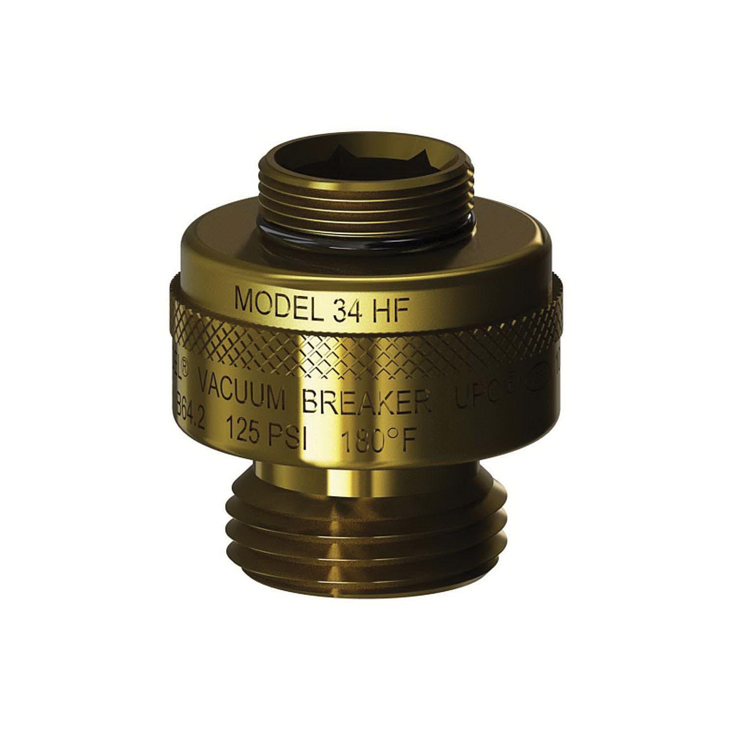 WOODFORD® 34HF-BR Nidel Brass And Stainless Steel Anti-Siphon Vacuum Breaker, 13/16-24 x 3/4 inch, Special Thread x Hose Thread
