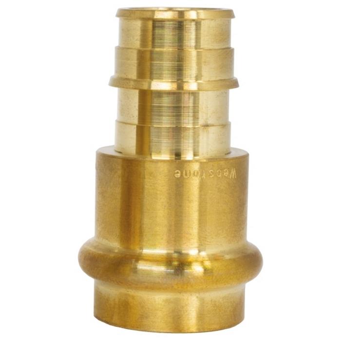Webstone 1 inch Press x PEX 2.33 inch L DZR Lead-Free Brass Coupling thumbnail 2