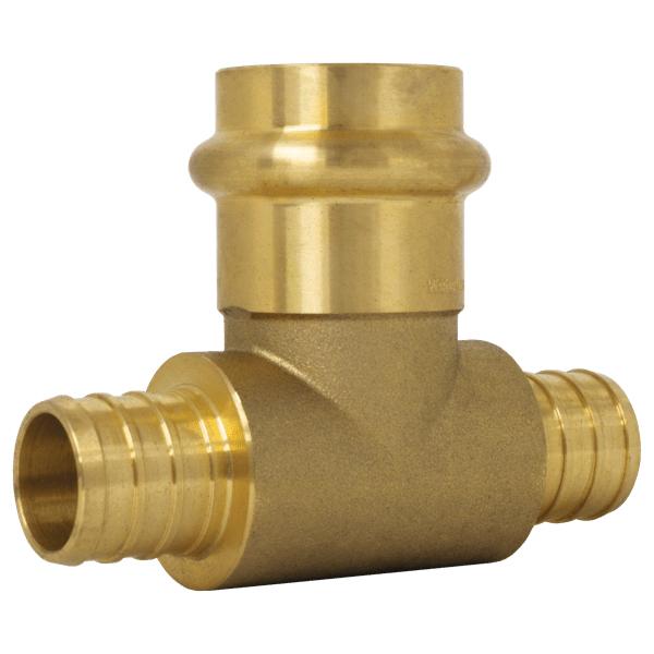 Webstone H-x685W Series 3/4 inch x 3/4 inch x 3/4 inch PEX Crimp x PEX Crimp x Press Lead-Free DZR Brass Transition Tee thumbnail 2