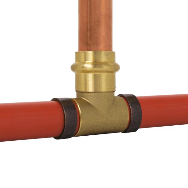 Webstone H-x685W Series 1/2 inch x 1/2 inch x 1/2 inch Cold Expansion PEX x Cold Expansion PEX x Press Lead-Free DZR Brass Transition Tee; 100/Case, 25/Carton thumbnail 2