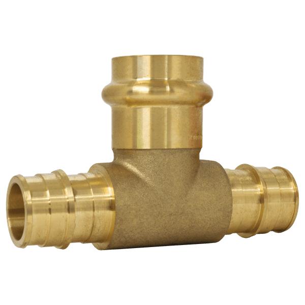 Webstone H-x685W Series 1/2 inch x 1/2 inch x 1/2 inch Cold Expansion PEX x Cold Expansion PEX x Press Lead-Free DZR Brass Transition Tee; 100/Case, 25/Carton