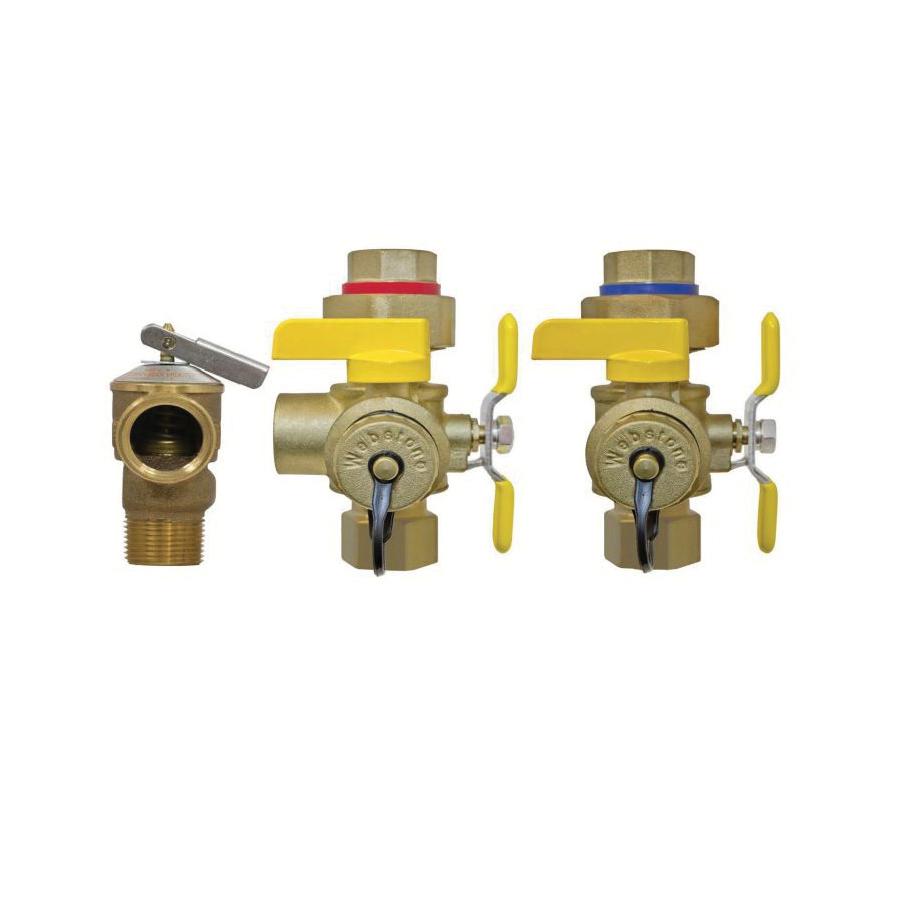 Webstone E-X-P Original Brass Tankless Water Heater Service Valve Kit, 3/4 inch, IPS Union x IPS, 478 psi