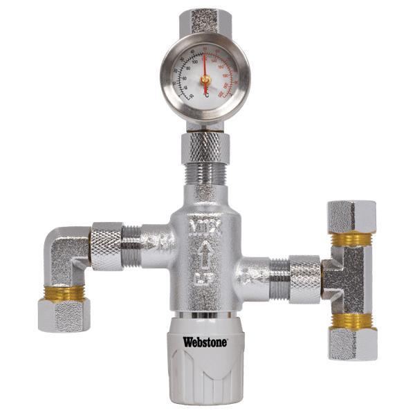 3/8 inch Compression Lead-Free Brass By-Pass Thermostatic Mixing Valve thumbnail 2