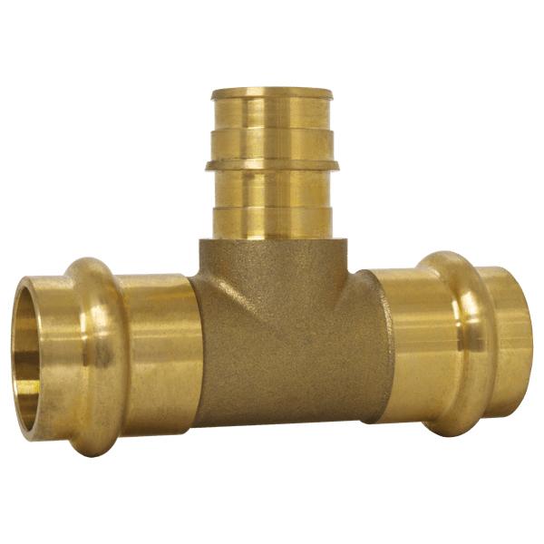 Webstone H-86X5W Series 1/2 inch x 1/2 inch x 1/2 inch Press x Press x Cold Expansion PEX Lead-Free DZR Brass Transition Tee