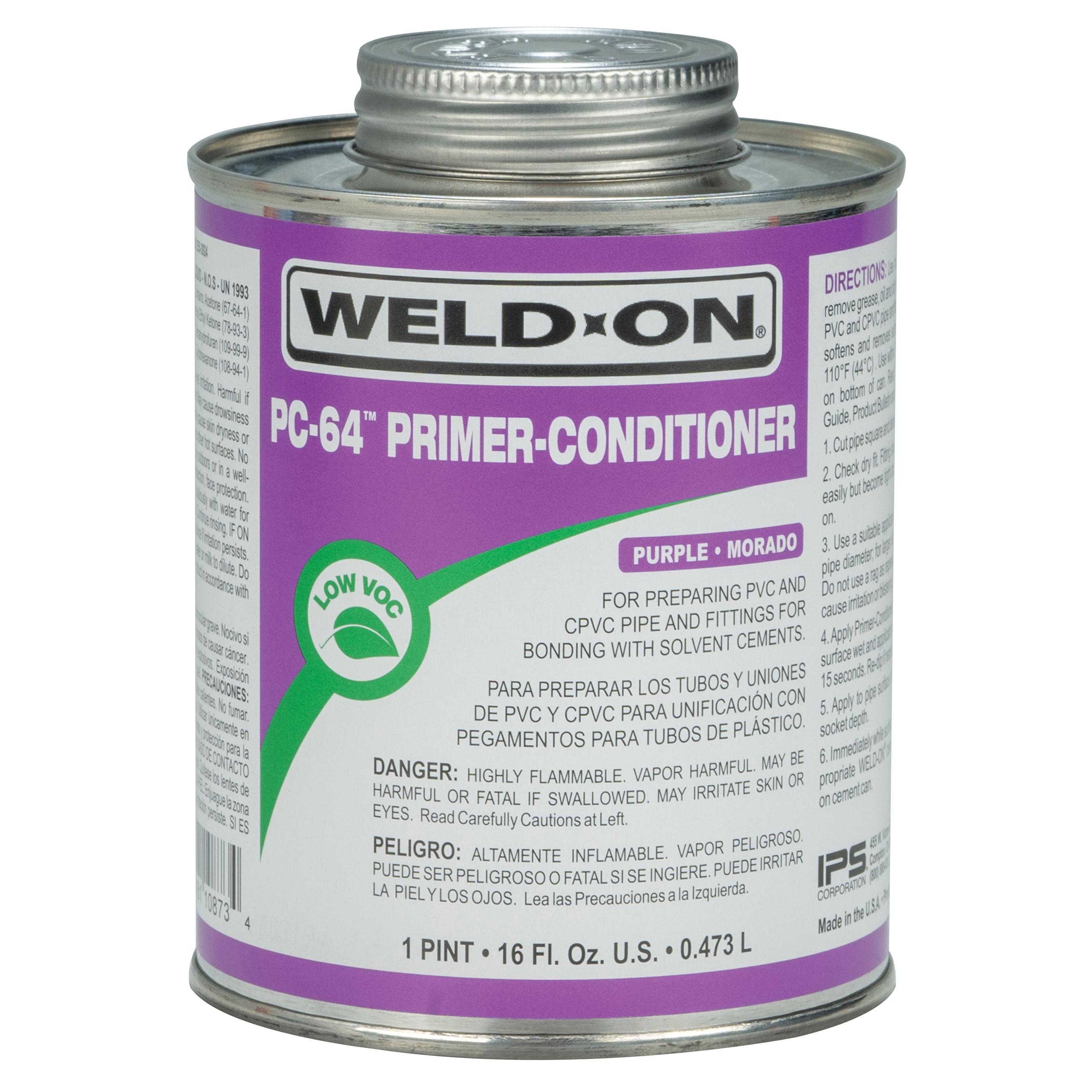 PT WELD-ON 10873 PC-64 LOW VOC PURPLE PRIMER - CONDITIONER FOR PVC AND CPVC WITH SCREW ON CAP (HAZMAT - NO UPS)