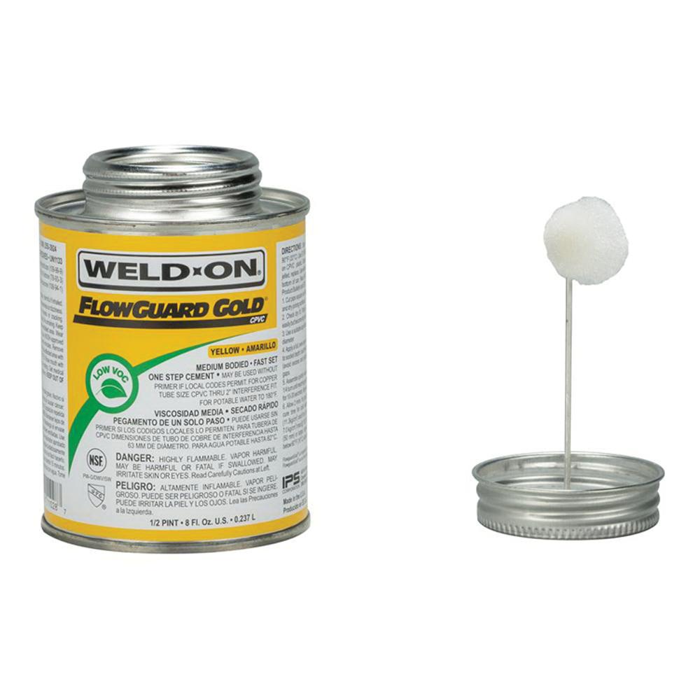 Weld-On® FlowGuard Gold® 11028 Solvent Cement With Applicator Cap, 0.5 pt, Can, Liquid, Yellow, Ketone thumbnail 2