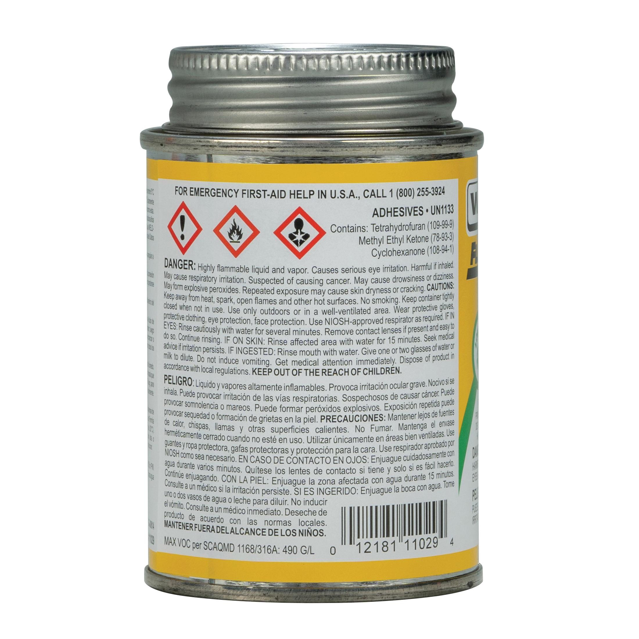 Weld-On® FlowGuard Gold® 11029 Solvent Cement With Applicator Cap, 0.25 pt, Can, Liquid, Yellow, Ketone