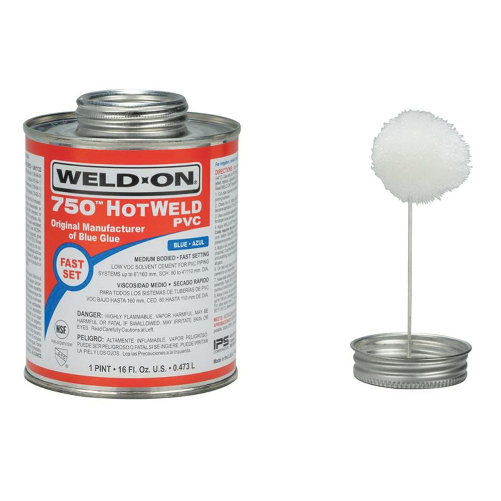 Weld-On® HotWeld™ 13752 Solvent Cement With Applicator Cap, 1 pt, Can, Liquid, Blue, Ketone thumbnail 2