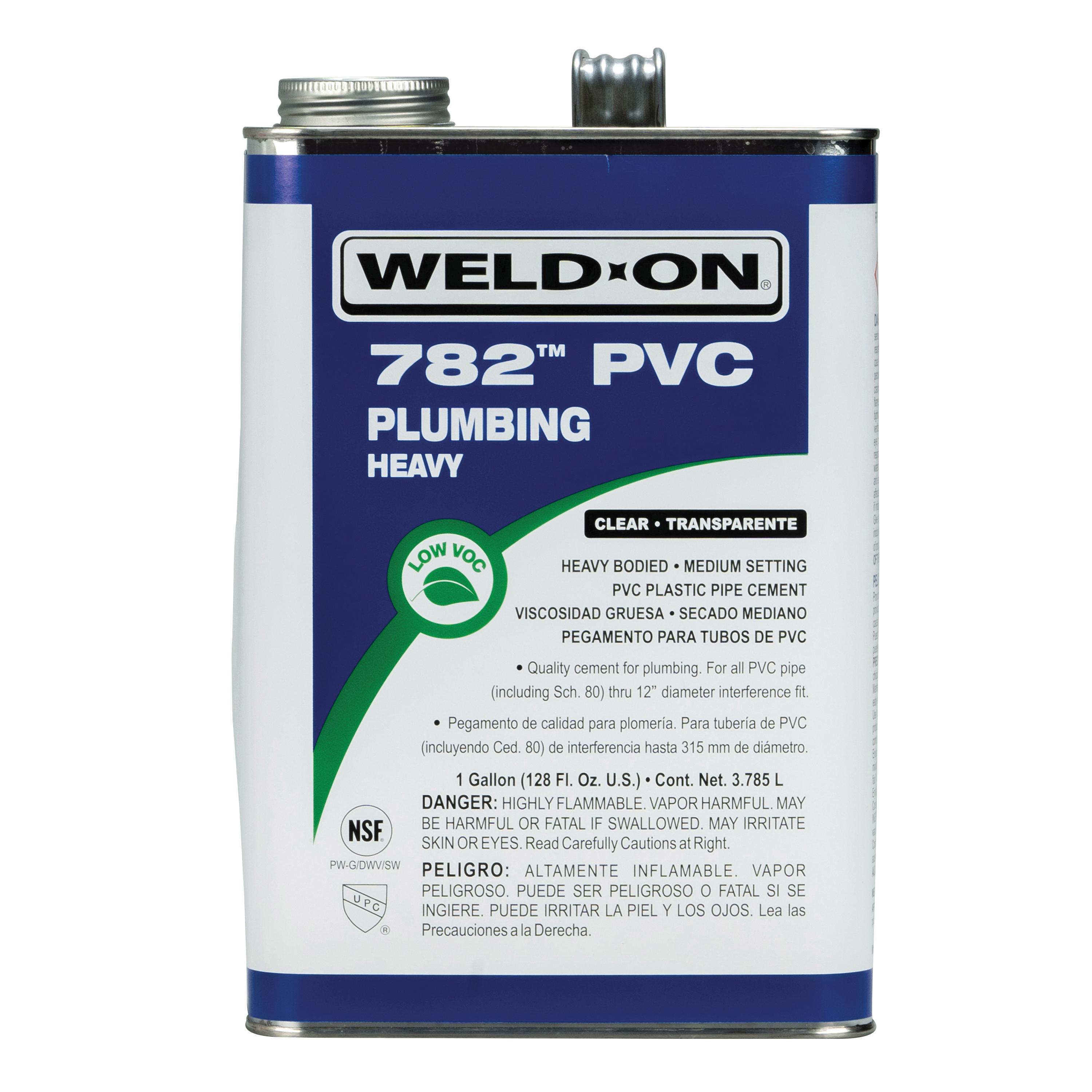 Weld-On® 782™ 14015 PVC Solvent Cement With Screw-On Cap, 1 gal, Can, Liquid, Clear, Ketone