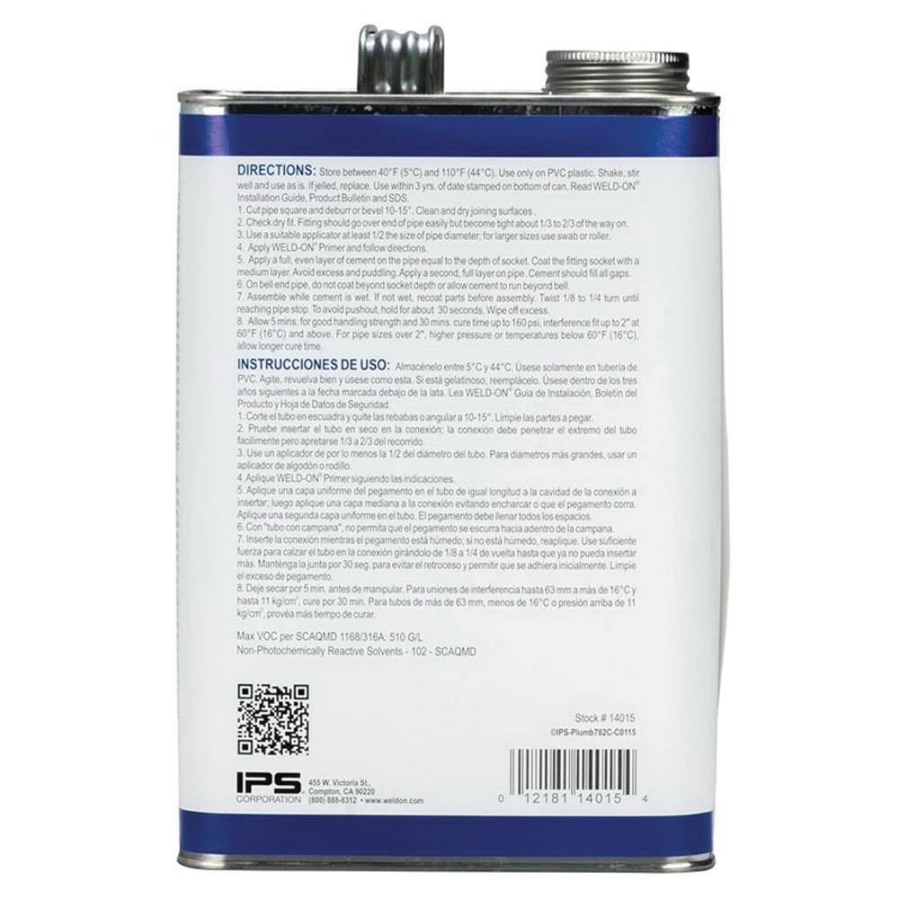 Weld-On® 782™ 14015 PVC Solvent Cement With Screw-On Cap, 1 gal, Can, Liquid, Clear, Ketone thumbnail 2