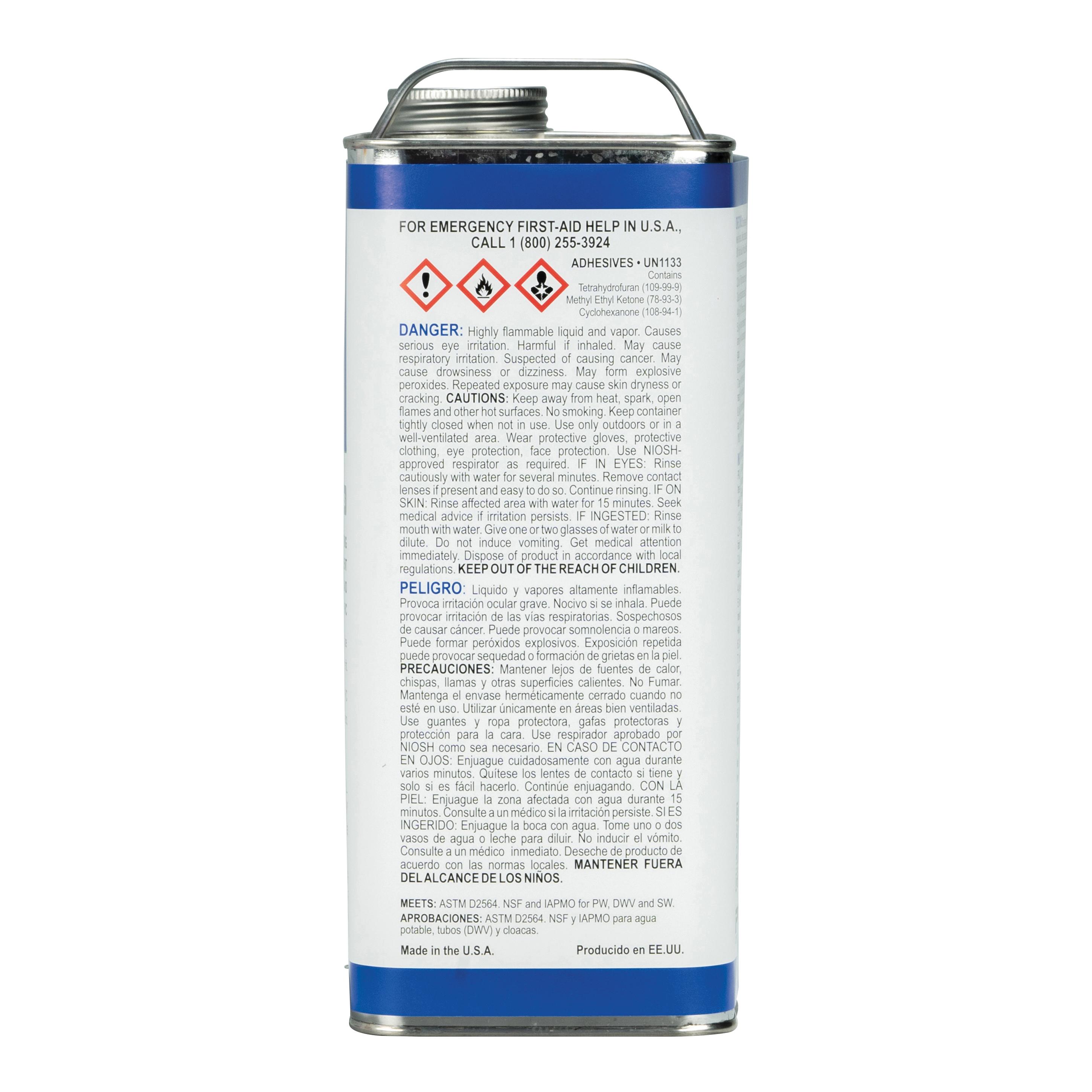 Weld-On® 782™ 14020 Solvent Cement, 1 gal, Can, Liquid, Gray thumbnail 2