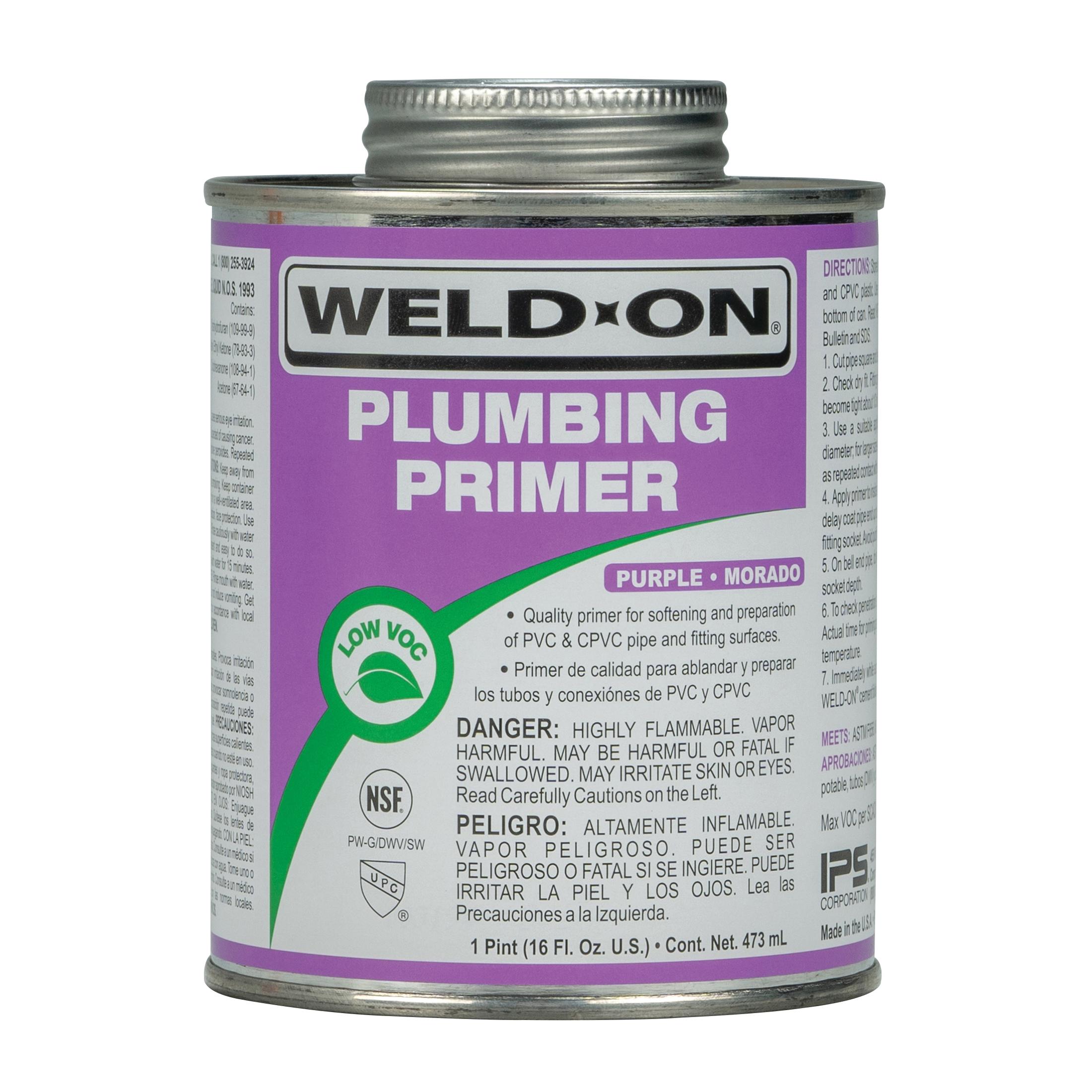 Weld-On® 14026 Primer With Applicator Cap, 1 pt, Can, Liquid, Purple, Ketone thumbnail 2