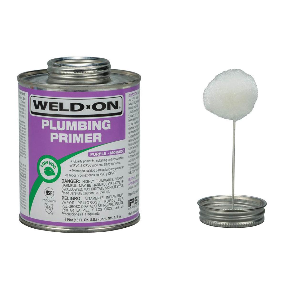 Weld-On® 14026 Primer With Applicator Cap, 1 pt, Can, Liquid, Purple, Ketone
