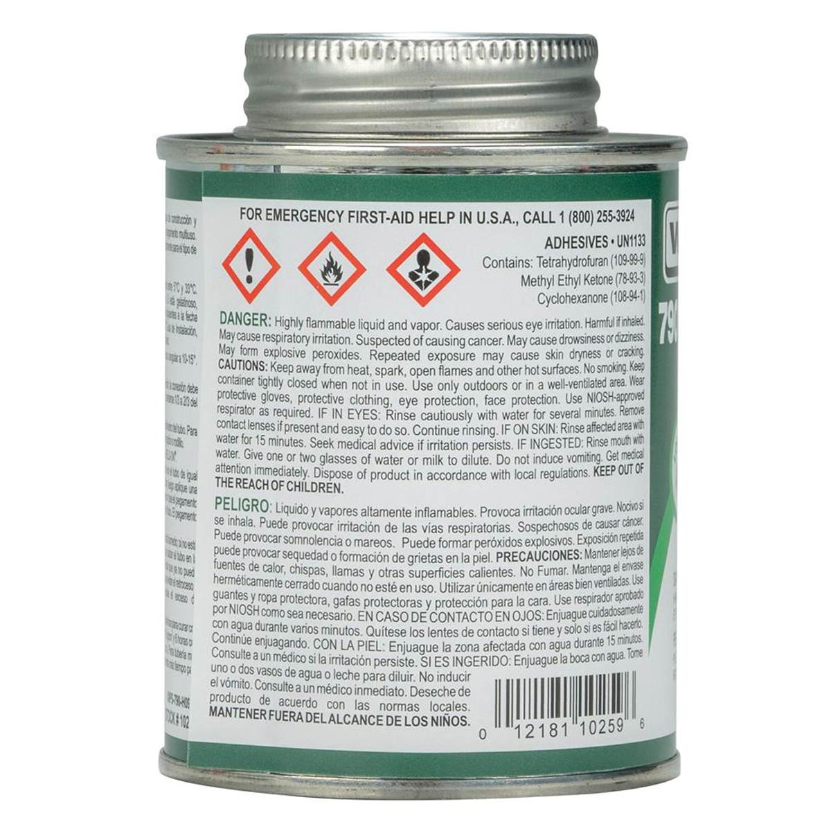 Weld-On® 790™ 10259 Cement, 0.5 pt, Can, Liquid, Light Amber, Ketone