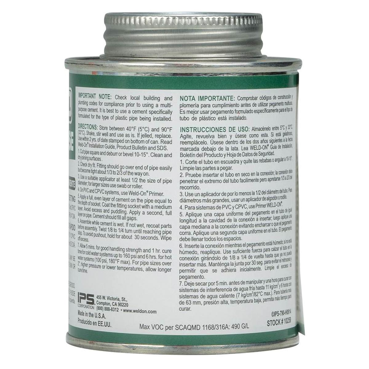 Weld-On® 790™ 10259 Cement, 0.5 pt, Can, Liquid, Light Amber, Ketone thumbnail 4
