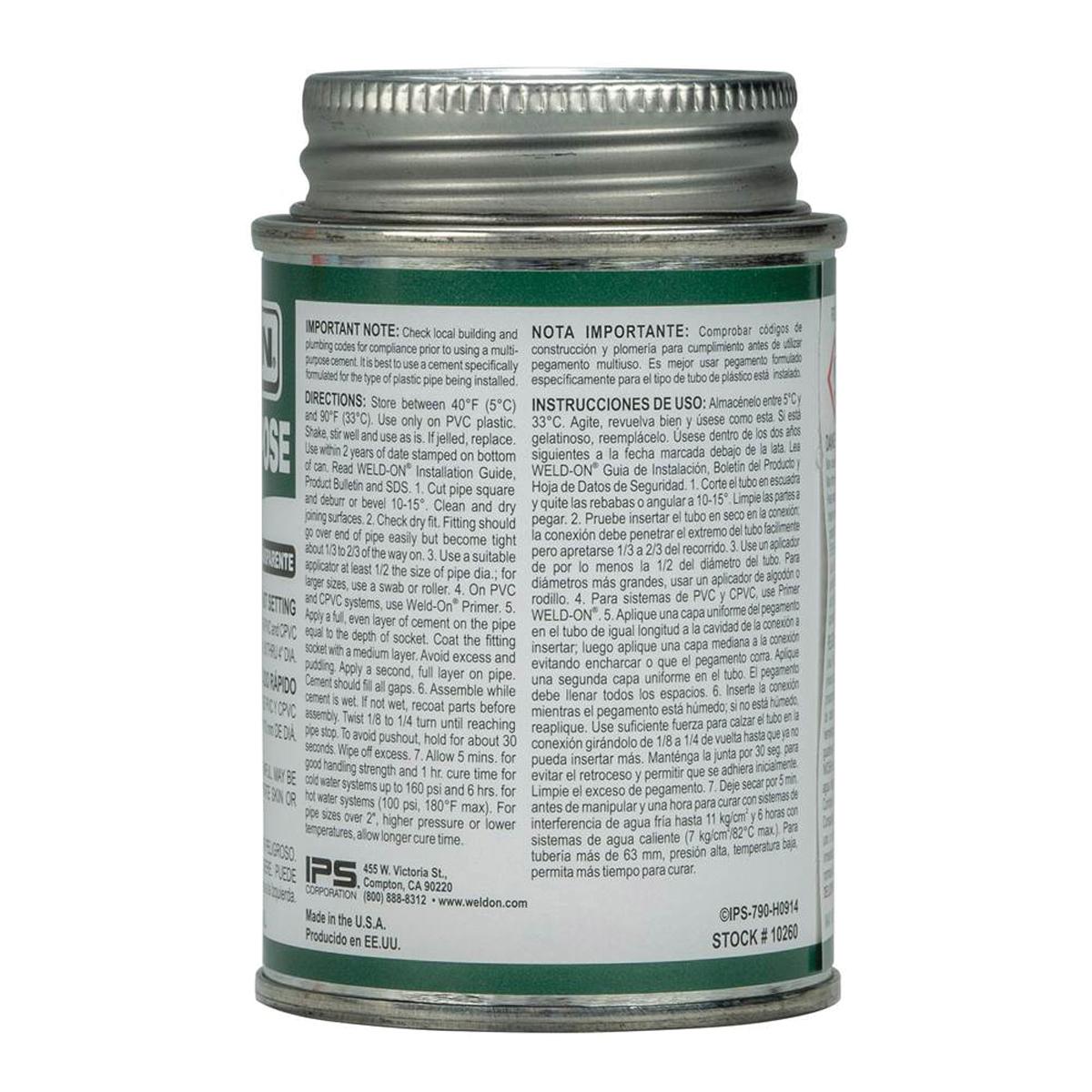 Weld-On® 790™ 10260 Cement, 0.25 pt, Can, Liquid, Light Amber, Ketone thumbnail 3