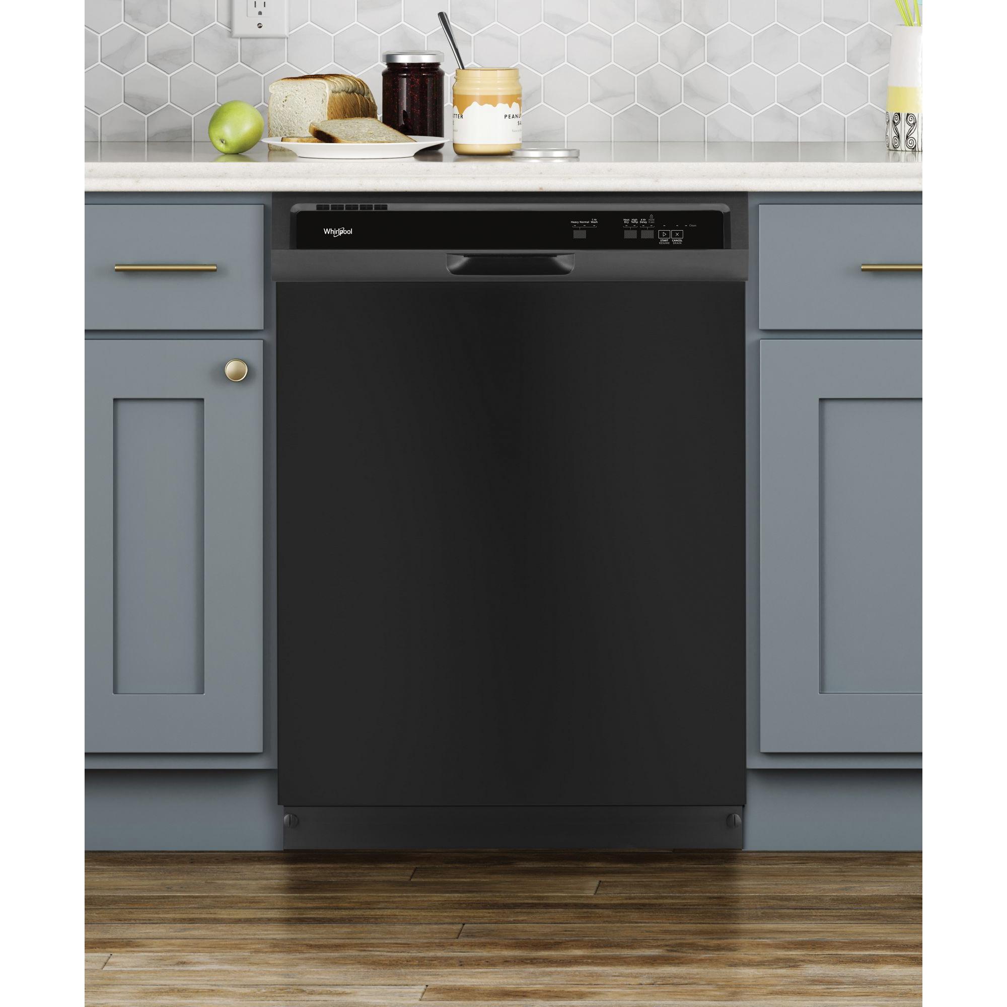 Whirlpool® WDF330PAHB Vinyl Rack Plastic Tub/Handle Heavy-Duty Built-In Dishwasher, Black