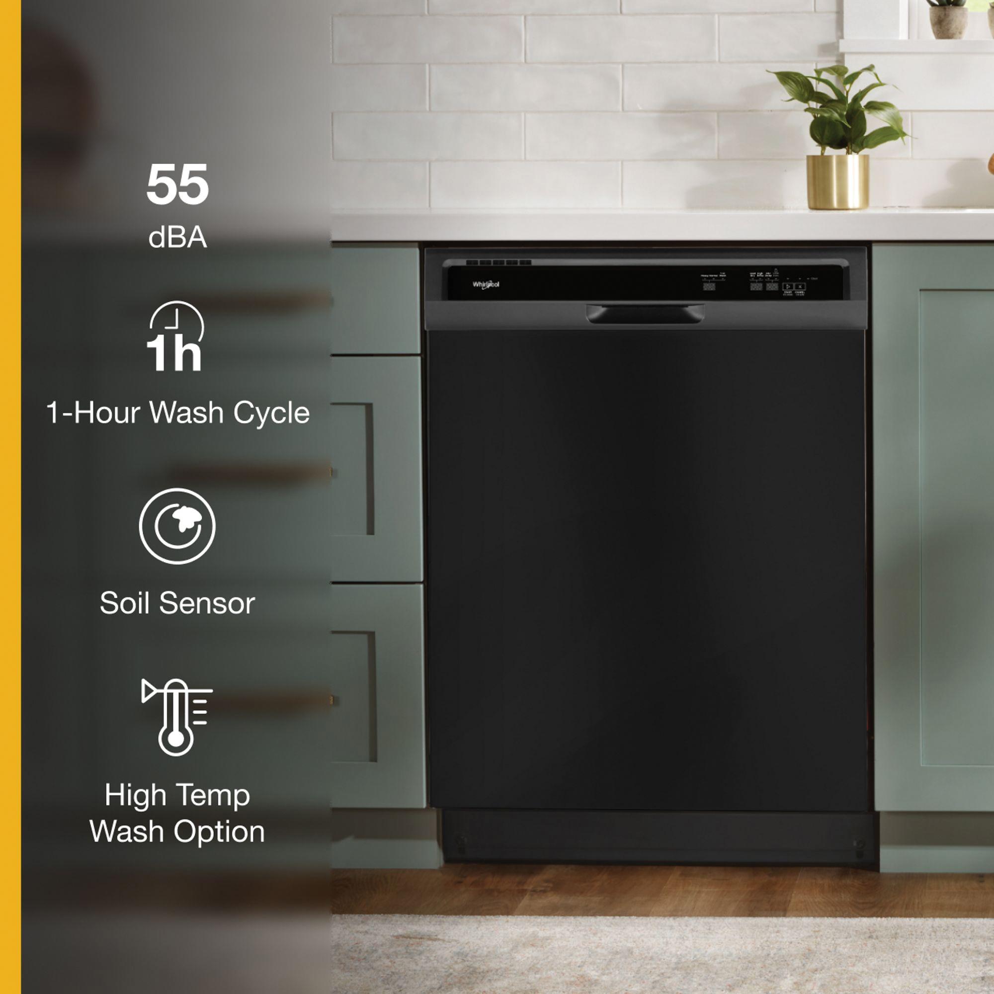 Whirlpool® WDF330PAHB Vinyl Rack Plastic Tub/Handle Heavy-Duty Built-In Dishwasher, Black thumbnail 2