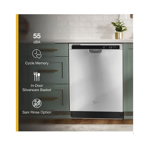 Whirlpool® WDF520PADM 4-Cycle Stainless Steel Monochromatic Built-In Dishwasher, 120V, 15A, Silverware thumbnail 2