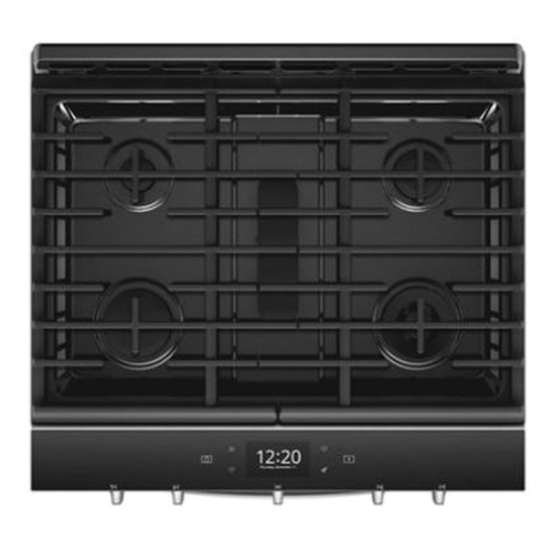 Whirlpool® 120V 5.8 cu-ft 29-7/8 inch W x 28-5/8 inch D x 36 inch H Smart Slide-In Gas Range with EZ-2-Lift™ Hinged Grate, Stainless Steel