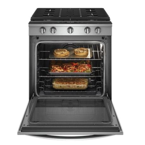 Whirlpool® 120V 5.8 cu-ft 29-7/8 inch W x 28-5/8 inch D x 36 inch H Smart Slide-In Gas Range with EZ-2-Lift™ Hinged Grate, Stainless Steel thumbnail 3