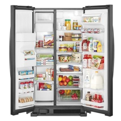 Whirlpool® WRS325SDHB 115V 15/20A 15.44 cu-ft 35-7/8 inch W x 33-5/8 inch D x 69-5/8 inch H Freestanding Side-By-Side Refrigerator with Dispenser, Black thumbnail 2