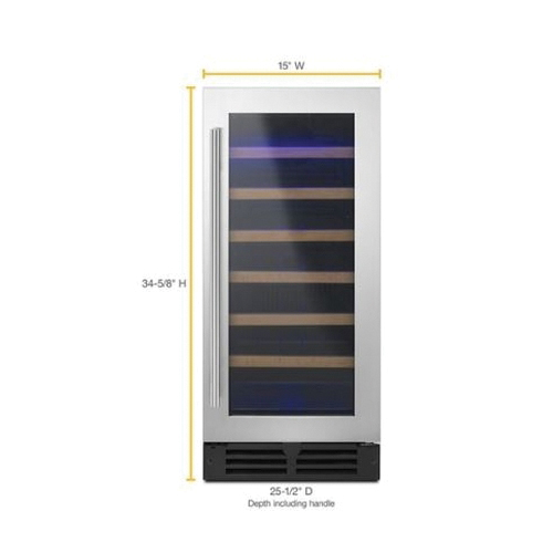 Whirlpool® WUW35X15DS 34 Bottles 115V 1-Door Undercounter Wine Center, Black on Stainless thumbnail 2