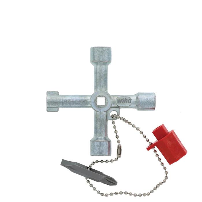 Wiha&reg; 21103 Switch Cabinet Key, 5-Key Profile, 3 in OAL, Zinc, Chrome-Plated