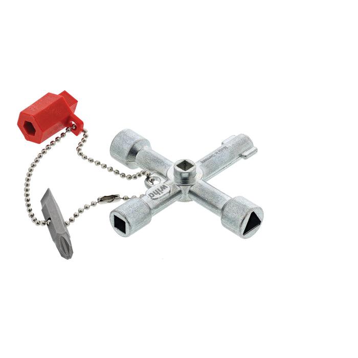 Wiha&reg; 21103 Switch Cabinet Key, 5-Key Profile, 3 in OAL, Zinc, Chrome-Plated