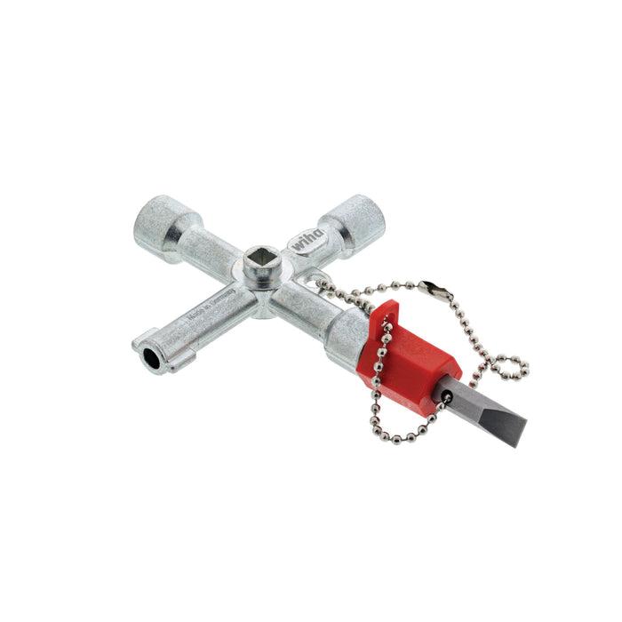 Wiha&reg; 21103 Switch Cabinet Key, 5-Key Profile, 3 in OAL, Zinc, Chrome-Plated