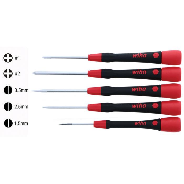 Wiha® 26195 Screwdriver Set, Phillips, Slotted Point, 5-Piece