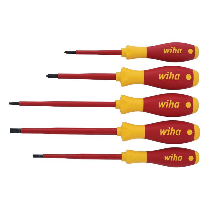 Wiha® 32059 Screwdriver Set, Phillips, Slotted, Square Point, Insulated, 5-Piece