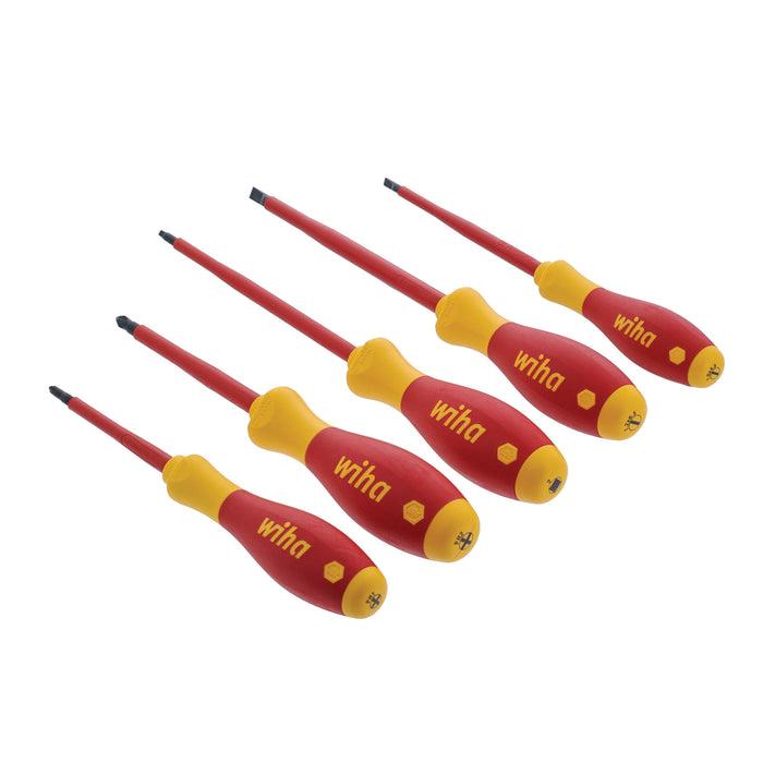 Wiha® 32059 Screwdriver Set, Phillips, Slotted, Square Point, Insulated, 5-Piece