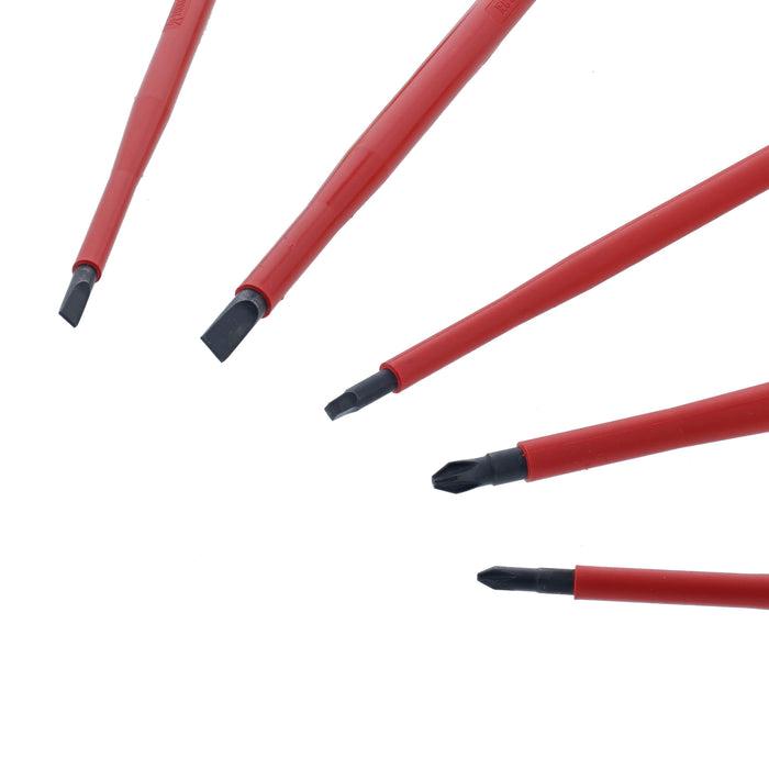 Wiha® 32059 Screwdriver Set, Phillips, Slotted, Square Point, Insulated, 5-Piece