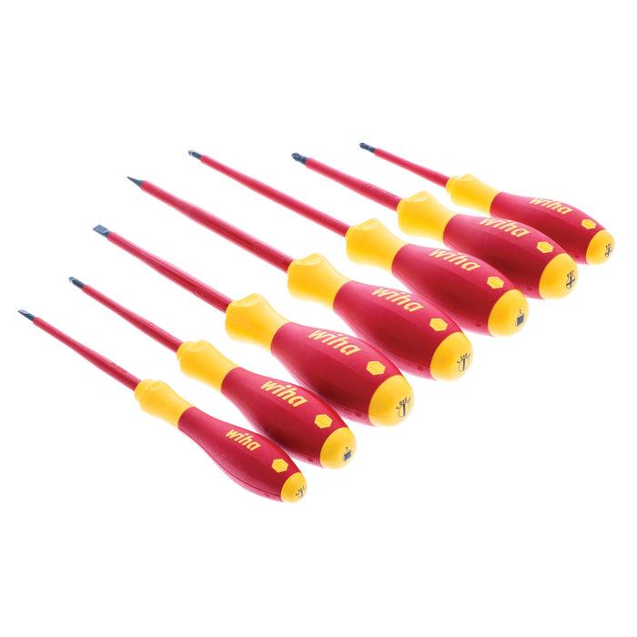 Wiha&reg; 32097 Screwdriver Set, Phillips, Slotted, Square Point, Insulated, 7-Piece