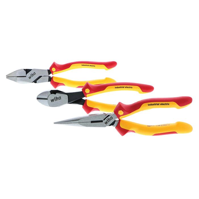 Wiha® 32968 Insulated Plier and Cutter Set, Cushion Grip, Ergonomic Handle, 3-Piece