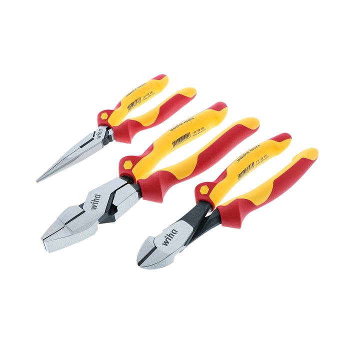 Wiha® 32968 Insulated Plier and Cutter Set, Cushion Grip, Ergonomic Handle, 3-Piece