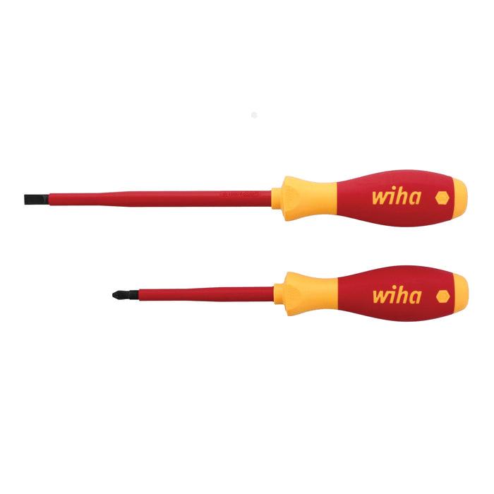 Wiha® 33580 Screwdriver Set, Phillips, Slotted Point, Insulated, 2-Piece