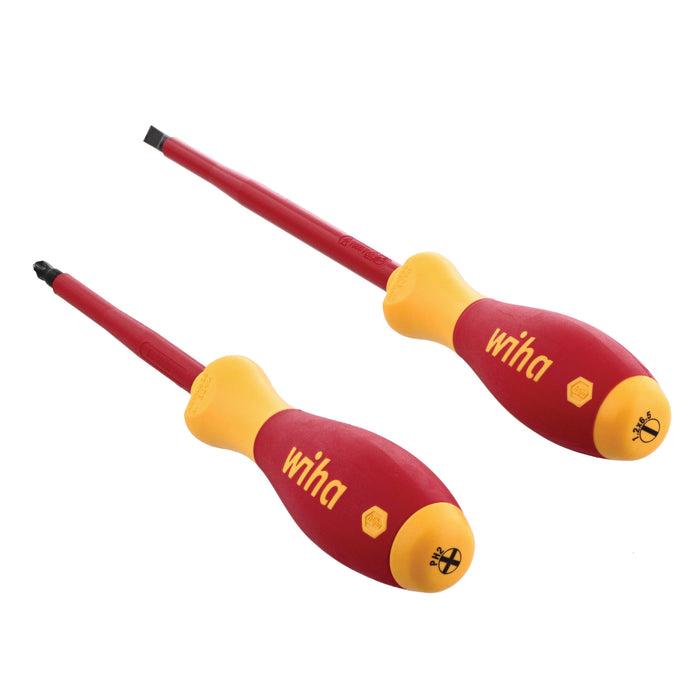 Wiha® 33580 Screwdriver Set, Phillips, Slotted Point, Insulated, 2-Piece