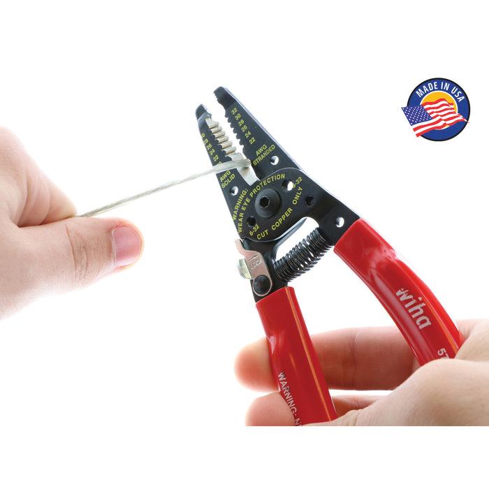 Wiha® 57818 Wire Stripper and Cutter, 7-1/4 in OAL, Classic Grip Handle