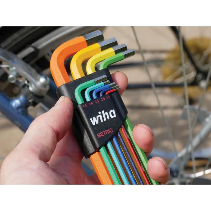 Wiha® 66980 Ball End Hex L-Key Set, System of Measurement: Metric, Steel, Chrome-Plated/Satin, 9-Piece
