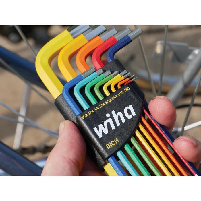 Wiha® 66981 Ball End Hex L-Key Set, Steel, Chrome-Plated/Satin, 13-Piece
