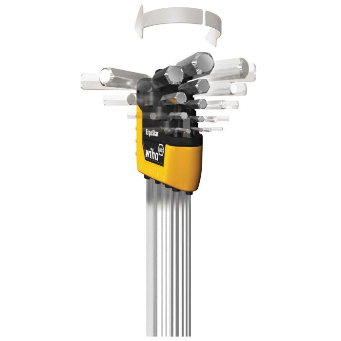 Wiha® MagicRing® 66991 Long Hex-Key Set, System of Measurement: Imperial, L Key, Chrome Vanadium Molybdenum Tool Steel