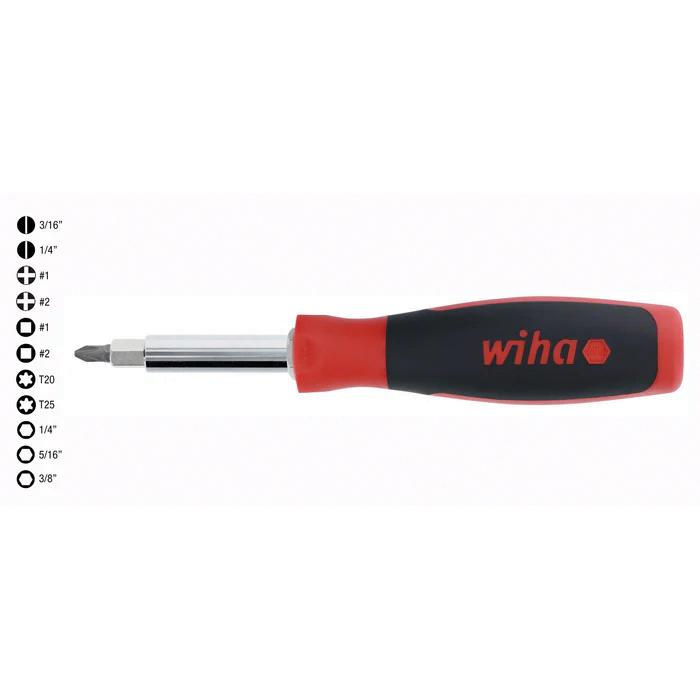 Wiha® 77891 11-in-1 Multi-Driver, Phillips, Slotted, Square Point, Cushion Grip Handle